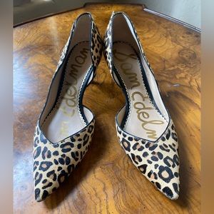Sam Edelman Leopard Stiletto Dyed Cow Hair Pumps Women Brown Size 5